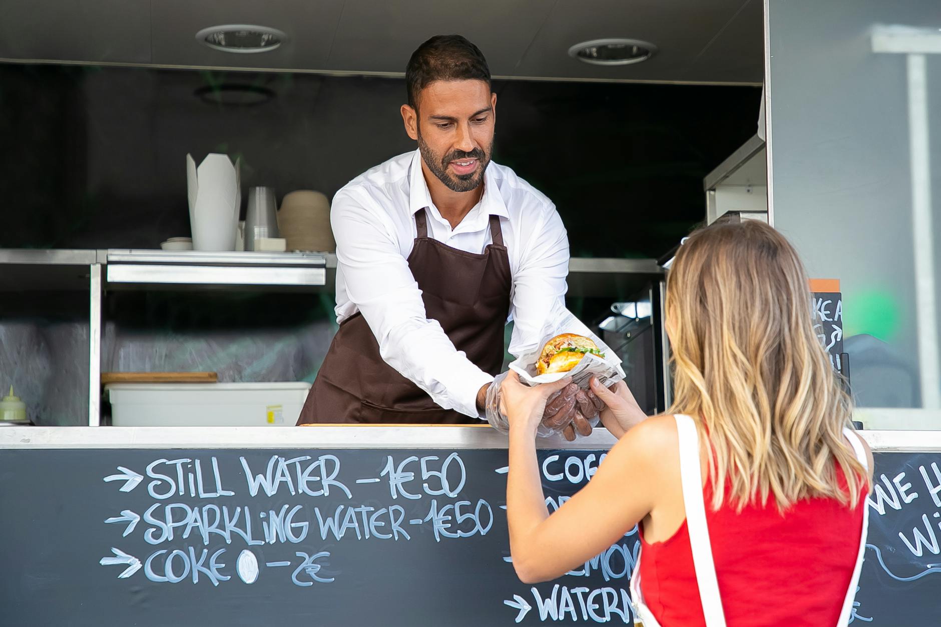 Friendly service at Scwharmaniac food truck